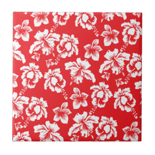 Carreau Fleurs rouges hawaïennes