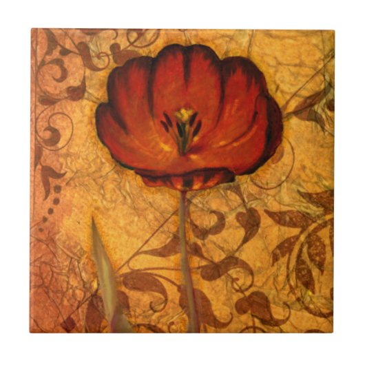 Carreau Fleurs rouges I (Devant)