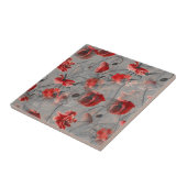 Carreau Fleurs rouges sur Gris foncé, Pépites rouges à pap (Côté)