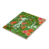 Carreau Fleurs rouges sur vert (Côté)