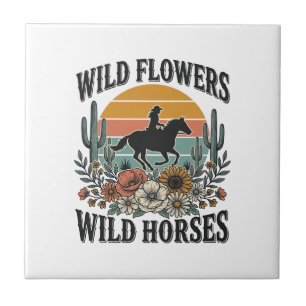Carreau Fleurs sauvages Chevaux sauvages Chemise florale o