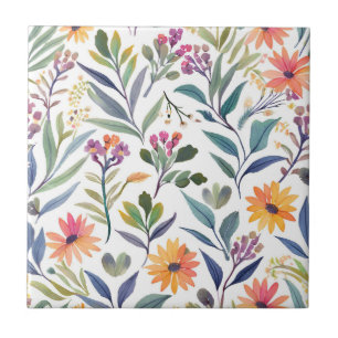 Carreau Fleurs sauvages colorées   Aquarelle florale magni