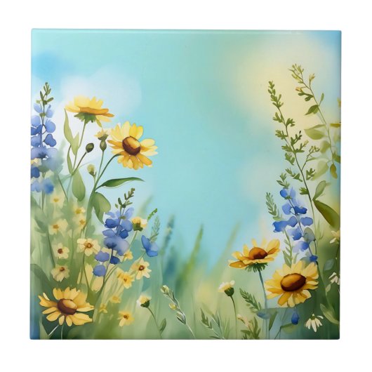 Carreau Fleurs sauvages Springtime En Bleu Doux (Devant)