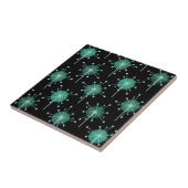 Carreau Fleurs Spoutnik Starburst Noir Turquoise (Côté)