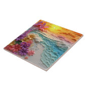 Carreau Fleurs tropicales avec coucher de soleil sur la pl (Côté)