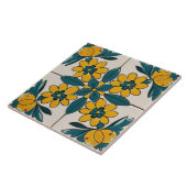 Carreau Fleurs turquoises vertes et jaunes Géométriques fl (Côté)