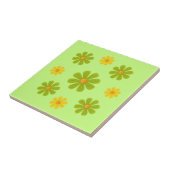 Carreau Fleurs vert clair printemps et jaune pour la cuisi (Côté)