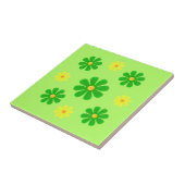 Carreau Fleurs vert et jaune printemps pour la cuisine (Côté)