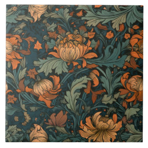 Carreau Fleurs, vintage, Art nouveau, style William Morris