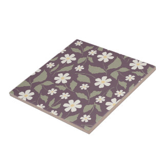 Carreau Fleurs Vintage Moderne Cottage Sauge & Prune