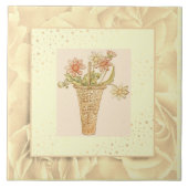 Carreau Fleurs vintages rose vif, vert et jaune (Devant)