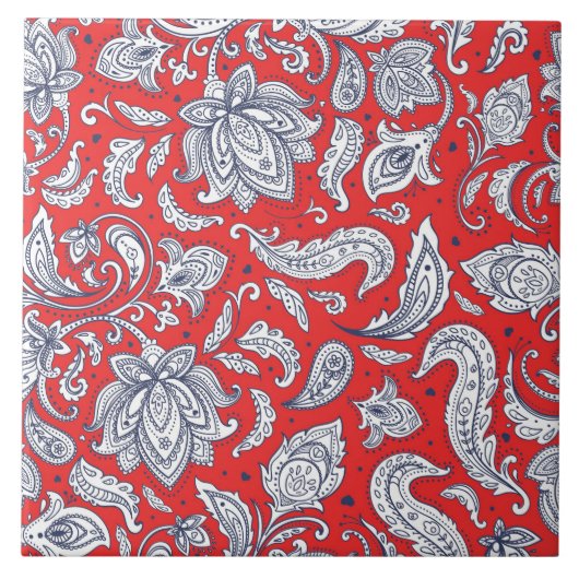 Carreau Fleurs vintages rouges mignons motif (Devant)