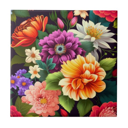 Carreau Fleurs vives et colorées (Devant)