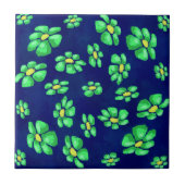 Carreau Fleurs Whimsical Vertes Daisies sur Arrière - plan (Devant)