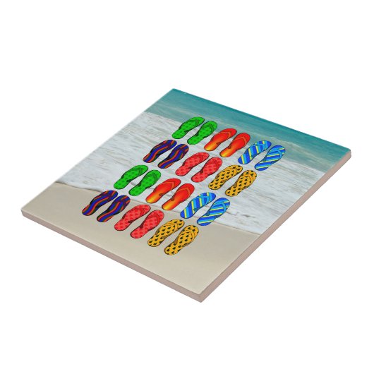 Carreau Flip Flops de plage, Vacances (Côté)