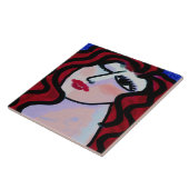 Carreau Flirt Portrait numérique Abstrait d'une femme (Côté)