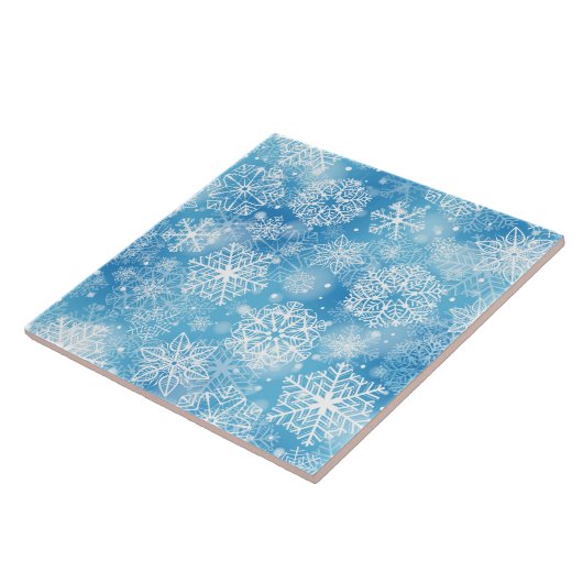 Carreau Flocon de neige bleu (Côté)