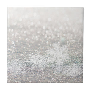Carreau Flocon de neige Bokeh Bling d'hiver