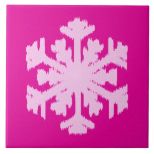 Carreau Flocon de neige Ikat - Fuchsia et rose glace