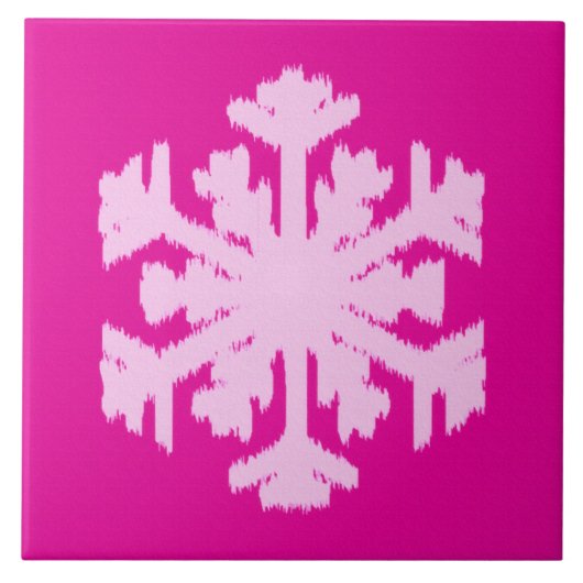 Carreau Flocon de neige Ikat - Fuchsia et rose glace (Devant)