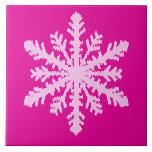 Carreau Flocon de neige Ikat - Fuchsia et rose glace (Devant)