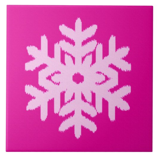 Carreau Flocon de neige Ikat - Fuchsia et rose glace (Devant)