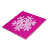 Carreau Flocon de neige Ikat - Fuchsia et rose glace (Côté)