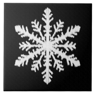Carreau Flocon de neige Ikat - Noir et blanc