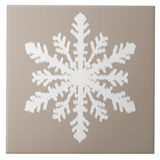 Carreau Flocon de neige Ikat - Taupe tan et blanc (Devant)