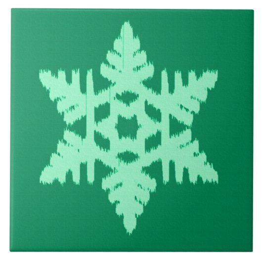 Carreau Flocon de neige Ikat - Vert pin et menthe (Devant)
