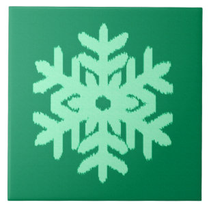 Carreau Flocon de neige Ikat - Vert pin et menthe