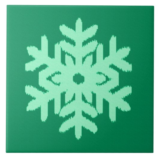 Carreau Flocon de neige Ikat - Vert pin et menthe (Devant)
