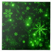 Carreau Flocons de neige avec fond vert (Devant)