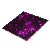 Carreau Flocons de neige avec fond violet (Côté)