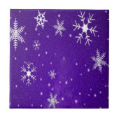 Carreau Flocons de neige blancs sur fond bleu-violet (Devant)