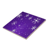 Carreau Flocons de neige blancs sur fond bleu-violet (Côté)