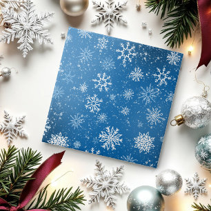 Carreau Flocons de Neige Bleus Classique Hiver Blanc