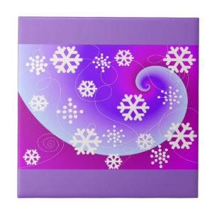 Carreau Flocons de neige dansants sur fond violet