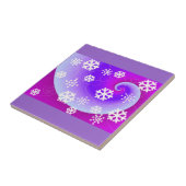 Carreau Flocons de neige dansants sur fond violet (Côté)