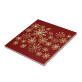 Carreau Flocons de neige dorés et rouges de Noël  (Côté)
