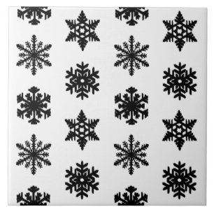 Carreau Flocons de neige Ikat - Blanc et noir