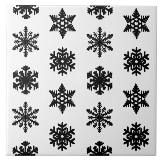 Carreau Flocons de neige Ikat - Blanc et noir (Devant)