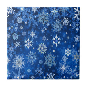 Carreau Flocons de Noël Bleus et Argent
