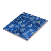 Carreau Flocons de Noël Bleus et Argent (Côté)