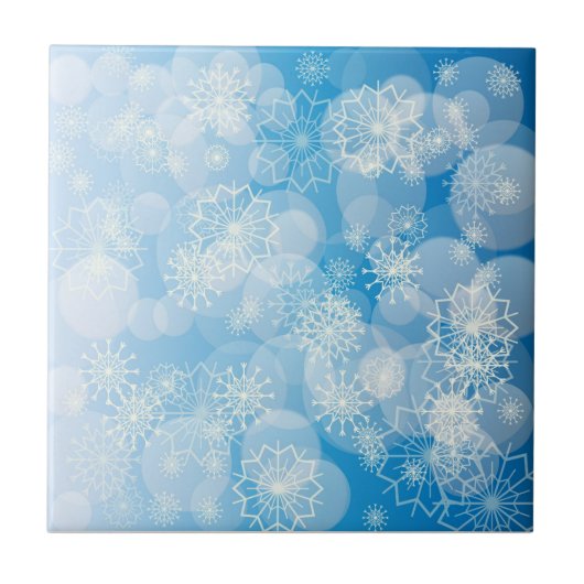 Carreau Flocons de Noël sur un fond bleu        (Devant)