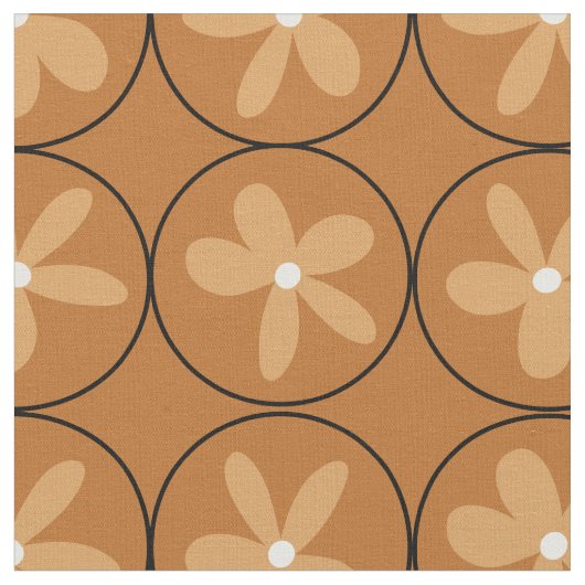 Carreau Floral à la Moutarde Chaude - Tissu en Cot (Fermer)