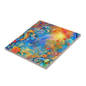 Carreau Floral Abstrait 72 Blue Orange (Côté)