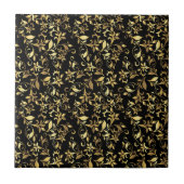 Carreau Floral Abstrait or sur Arrière - plan noir (Devant)