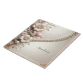 Carreau Floral and Pearl Embellishments Ceramic Tile (Côté)