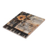 Carreau Floral avec touches de piano rustique et feuille d (Côté)